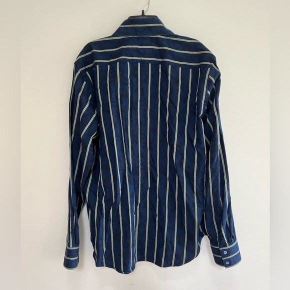 Robert Graham Knowledge Wisdom Truth Mens Button Down Navy Stripe, size XL - Picture 2 of 7